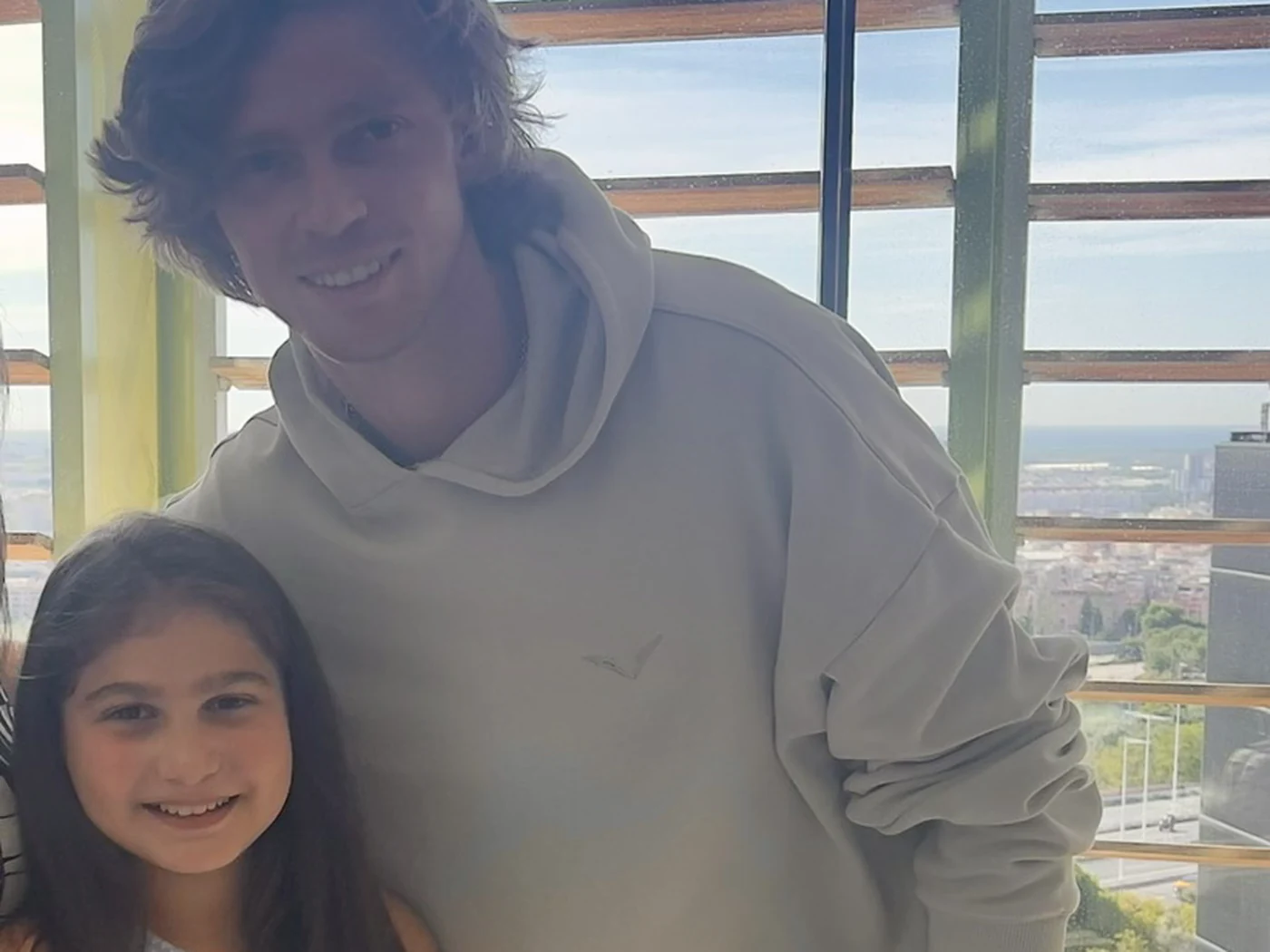 Andrey Rublev during a visit to a partner hospital